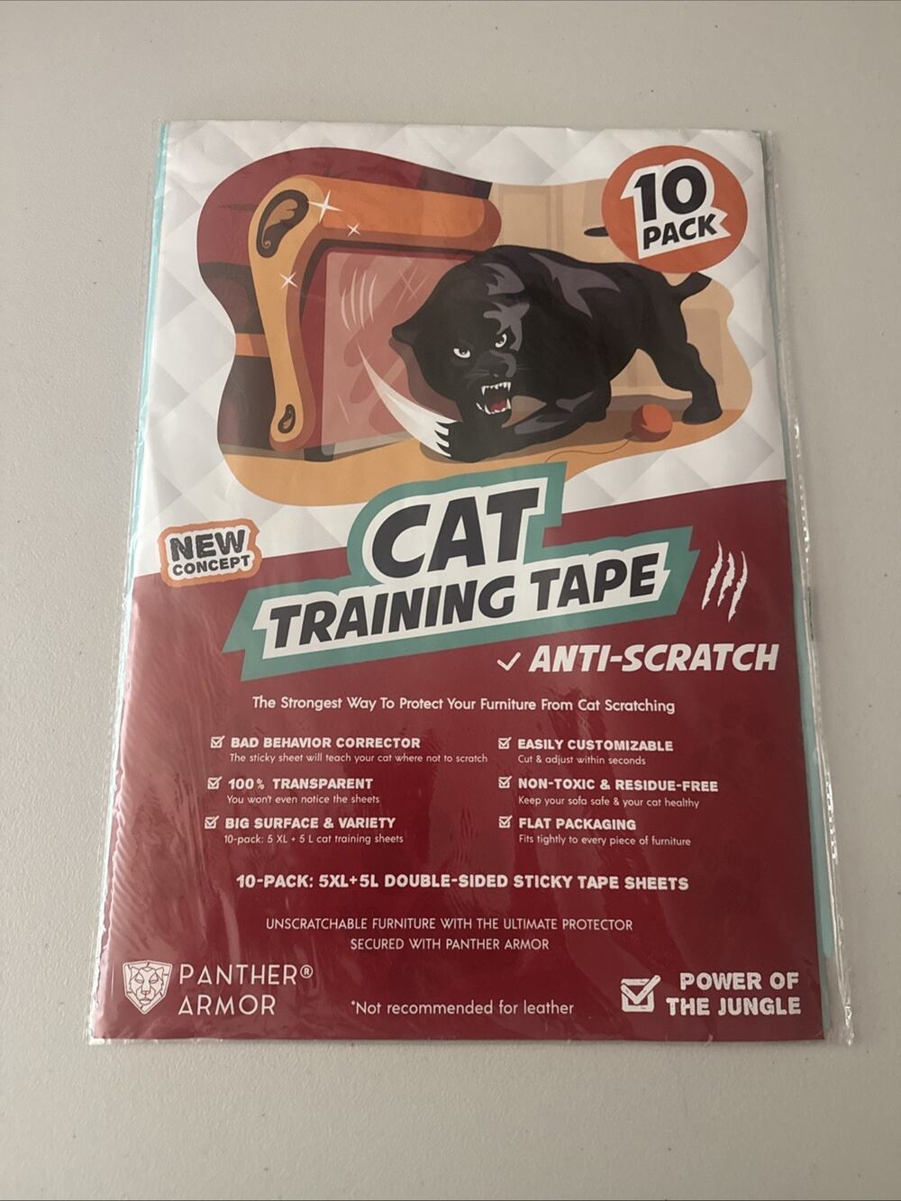 Cat Training Tape Sheets Anti-Scratch 10 Pack (5XL + 5L) Double Sided Sticky NEW